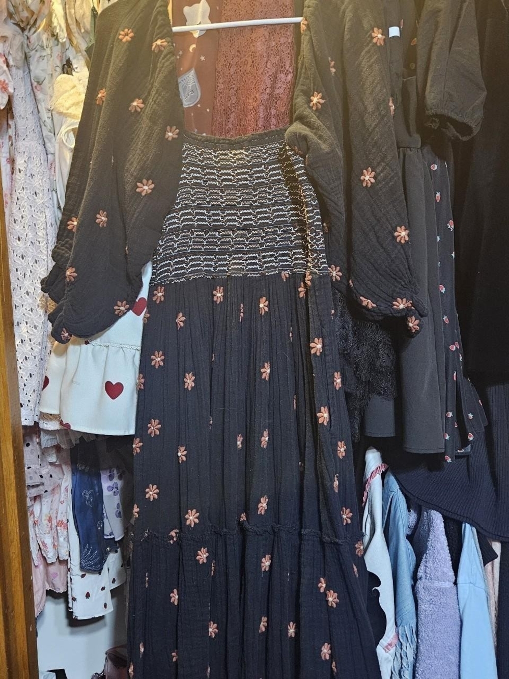 Free People Navy Blue with Light Blue and Copper Stitching Kids Skirt
